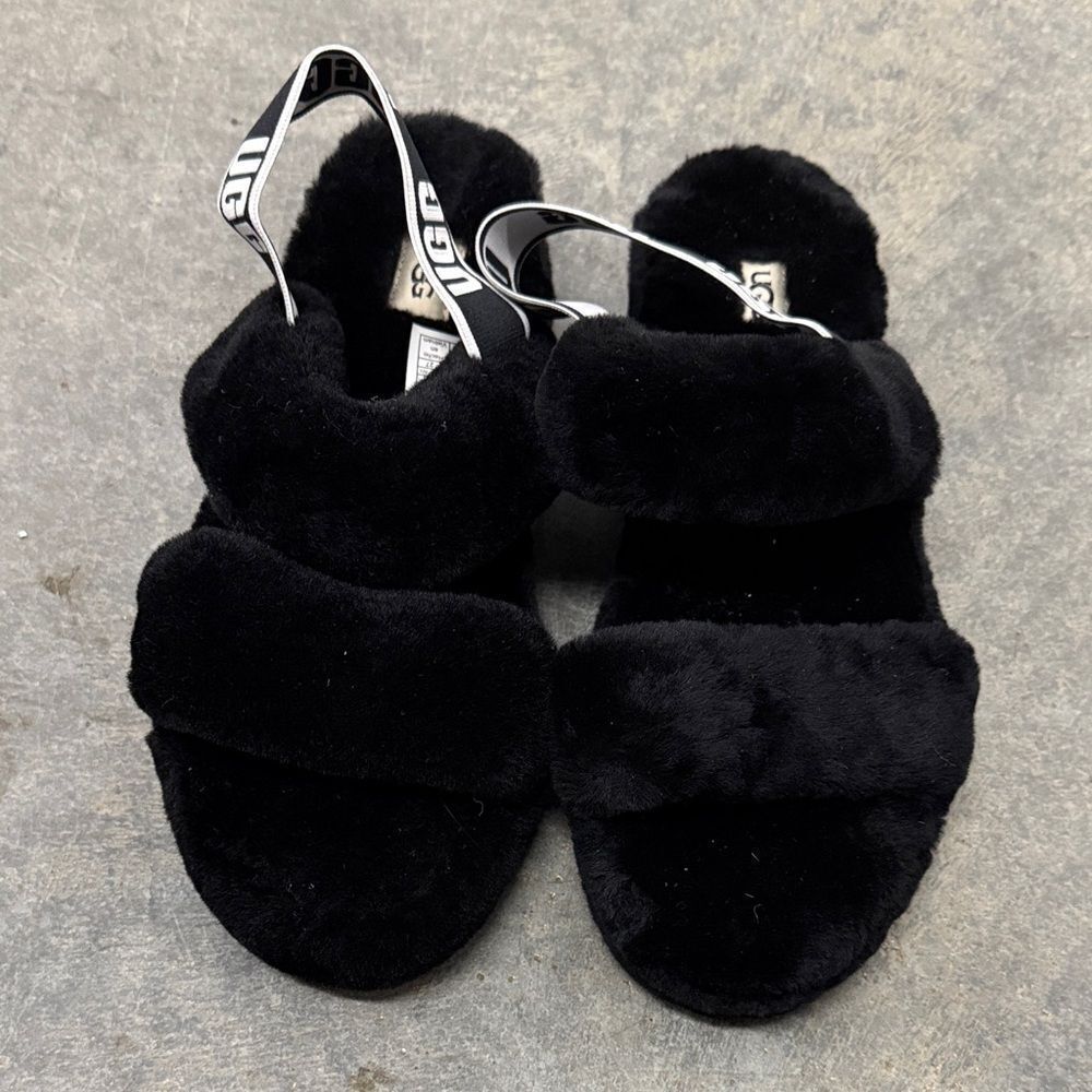 UGG Black Fluffy Slides